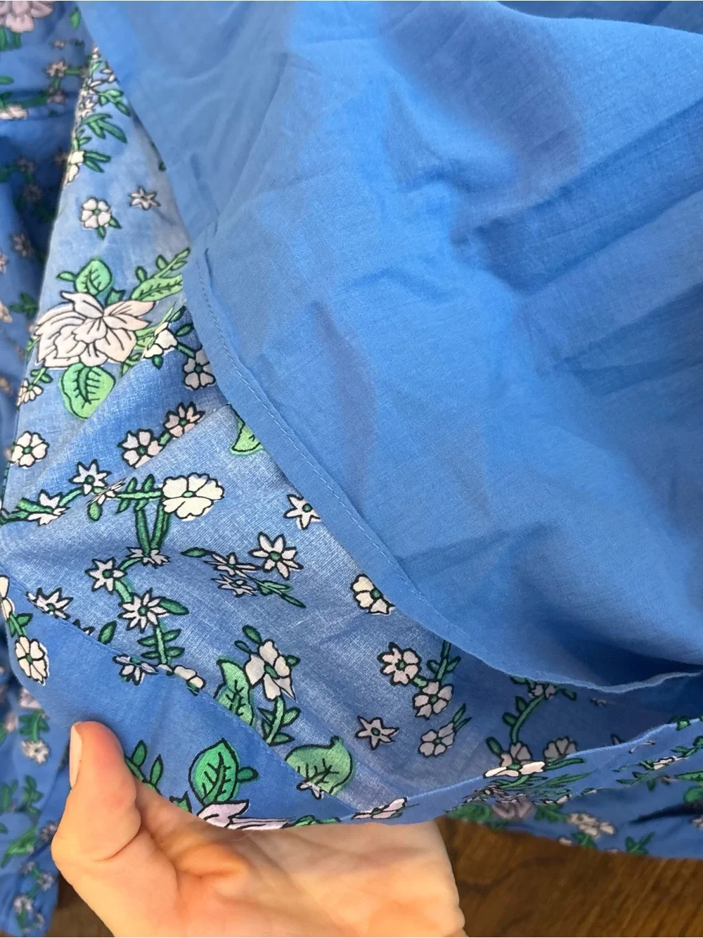 J. Crew Blue Floral poplin Dress with puff sleeve tie back 100% cotton